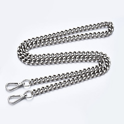 Platinum Bag Chains Straps, Iron Curb Link Chains, with Alloy Swivel Clasps, for Bag Replacement Accessories, Platinum, 1160x10mm