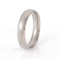 Stainless Steel Color 201 Stainless Steel Plain Band Rings, Stainless Steel Color, US Size 6(16.5mm), 4mm