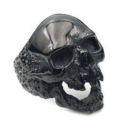 Gunmetal Titanium Steel Finger Rings, Skull, Gunmetal, US Size 10(19.8mm)