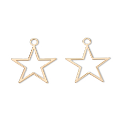 Real 18K Gold Plated Brass Pendants, Cadmium Free & Nickel Free & Lead Free, Star, Real 18K Gold Plated, 30x26.5x1mm, Hole: 3.5mm