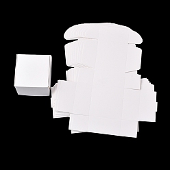 Blanc Boîte cadeau en papier kraft, boîtes d'expédition, boîtes pliantes, carrée, blanc, 8x8x4 cm