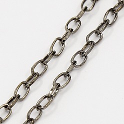 Gunmetal Iron Cable Chains, Unwelded, with Spool, Flat Oval, Gunmetal, 6.9x3.8x0.9mm, about 164.04 Feet(50m)/roll