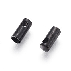 Electrophoresis Black 304 Stainless Steel Cord Ends, End Caps, Column, Electrophoresis Black, 7.5x3mm, Hole: 1.2mm, Inner Diameter:2.5mm