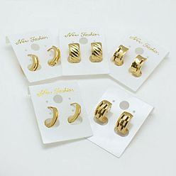 Golden Fashion 304 Stainless Steel Huggie Hoop Earrings, Hypoallergenic Earrings, Golden Plated, 12~12.5x13~13.5x4~9mm, Pin: 0.8mm