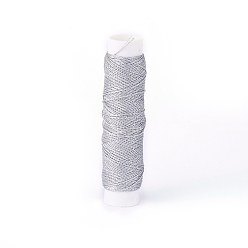 Серебро Круглый вощеный полиэстеровый витой шнур, микро шнур макраме, для кожаных проектов, переплетное дело, серебряные, 0.35 мм, около 43 ярдов (40 м) / рулон