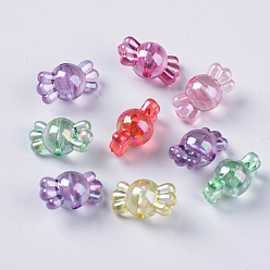 Mixed Color Transparent Acrylic Beads, AB Color Plated, Candy, Mixed Color, 9x16.5x9mm, Hole: 1.8mm, about 960pcs/500g