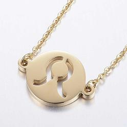 Taurus 304 Stainless Steel Pendant Necklaces, Twelve Constellation/Zodiac Sign, Golden, Taurus, 18.1 inch(46cm)