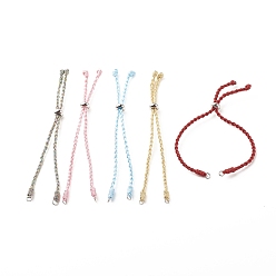 Mixed Color Braided Polyester Cord Bracelet, with 201 Stainless Steel Beads, for Slider Bracelets Making, Mixed Color, 9-7/8 inch(25cm), 2~4mm