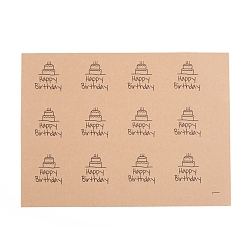 BurlyWood Self-Adhesive Kraft Paper Gift Tag Stickers, for Presents, Packaging Bags, Word Happy Birthday, BurlyWood, Sticker: 30mm, 1 Sticker/pc