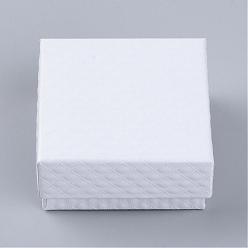Белый Картон комплект ювелирных изделий коробки, с губкой внутри, квадратный, белые, 7.3x7.3x3.5 см