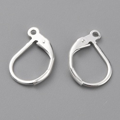 925 Sterling Silver Plated Brass Leverback Earring Findings, with Horizontal Loop, 925 Sterling Silver Plated, 15.6x10x2mm, Hole: 1.4mm, Pin: 0.8mm