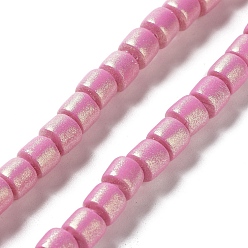 Rosa Caliente Hebras de cuentas de arcilla polimérica hechas a mano pintadas con spray, para suministros de manualidades de joyería diy, columna, color de rosa caliente, 6~6.5x6 mm, agujero: 1.8 mm, sobre 63~65 unidades / cadena, 15.43~15.87 pulgada (39.2~40.3 cm)