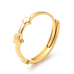 Золотой Ионное покрытие (ip) 304 регулируемое кольцо из нержавеющей стали с тройной звездой для женщин, золотые, размер США 7 3/4 (17.9 мм)