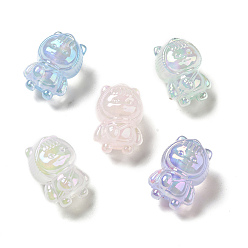 Mixed Color UV Plating Rainbow Iridescent Acrylic Beads, Girl with Cat Clothes, Mixed Color, 22x15.5x15mm, Hole: 3.5mm