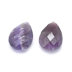 Amethyst Natural Amethyst Cabochons, Faceted, teardrop, 17~18x12.5x4.5~6mm