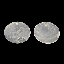 WhiteSmoke Flat Round Capiz Shell Pendants, WhiteSmoke, 39~40x0.5~1mm, Hole: 1.5mm