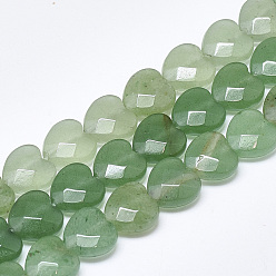 Green Aventurine Natural Green Aventurine Beads Strands, Faceted, Heart, 10x10x5mm, Hole: 1.2mm, about 20pcs/strand, 7.4 inch