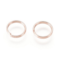 Oro Rosa 304 anillos partidos de acero inoxidable, anillos de salto de doble bucle, oro rosa, 7x1.3 mm, diámetro interior: 5.5 mm, alambre simple: 0.65 mm
