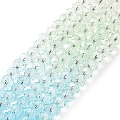 Bleu Clair Chapelets de perles en verre transparentes  , facette, rondelle, bleu clair, 6x5mm, Trou: 1.2~1.4mm, Environ 85~88 pcs/chapelet, 16.54~16.93 pouce (42~43 cm)
