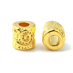 Oro Abalorios de aleación de estilo tibetano, columna, sin plomo y cadmio, dorado, 6 mm, agujero: 2.5 mm
