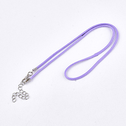 Lilac Waxed Cord Necklace Making, with Zinc Alloy Lobster Clasps, Platinum, Lilac, 17.8 inch~18 inch(45.5~46cm), 2mm