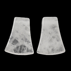 Cristal de Quartz Pendeloques de cristal de quartz naturel, pendentifs en cristal de roche, charmes de ventilateur, 40x28~30x7.5~10mm, Trou: 3~3.5mm