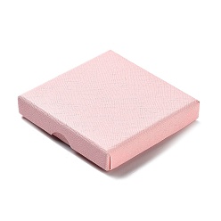 Pink Boîtes d'ensemble de bijoux en carton, avec une éponge à l'intérieur, carrée, rose, 8~8.1x8~8.1x1.55~1.65 cm