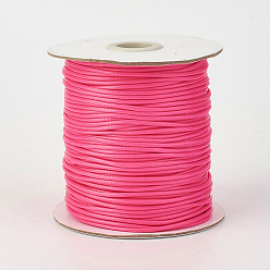 Deep Pink Eco-Friendly Korean Waxed Polyester Cord, Deep Pink, 0.5mm, about 169.51~174.98 Yards(155~160m)/Roll
