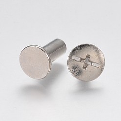 Platinum Iron Screw Rivets, Chicago Screws, Garment Accessories, Platinum, 6x9mm, Knob: 5mm