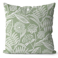 Flor Fundas de almohada de poliéster serie verde, fundas de colchón, para sofá cama, plaza, flor, 450x450 mm