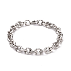 Couleur Acier Inoxydable 201 bracelet chaînes de câbles en acier inoxydable pour hommes femmes, couleur inox, 7-1/2 pouce (19 cm)