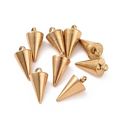 Golden Ion Plating(IP) 304 Stainless Steel Pendants, Spike/Cone, Golden, 8.5x6mm, Hole: 2mm