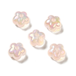 PeachPuff UV Plating Rainbow Iridescent Acrylic Beads, Flower, PeachPuff, 13.7x14x8.5mm, Hole: 2.6mm