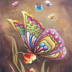 Бабочка Наборы для рисования алмазов в форме прямоугольника своими руками, в том числе холст, смола стразы, алмазная липкая ручка, поднос тарелка и клей глина, бабочки, 400x300 мм