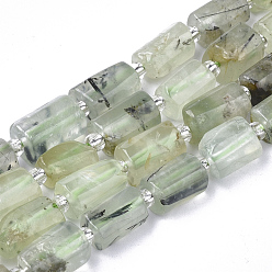 Prehnite Natural Prehnite Beads Strands, Faceted, Column, 8~11x6~8x5~7mm, Hole: 1mm, about 15~17pcs/strand, 7.28~7.48 inch