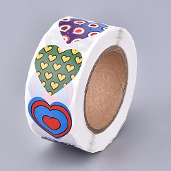 Colorido Rollo de pegatinas en forma de corazón, etiqueta adhesiva del día de san valentín, para la decoración de los accesorios del banquete de boda, colorido, 25x25 mm, 500 pcs / rollo
