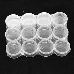 Clear Plastic Bead Containers, Round, 12 Compartments, Clear, 3.8x2.1cm, Capacity: 3ml(0.1 fl. oz)