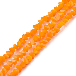 Orange Opaque Solid Color Glass Beads Strands, Faceted Triangle, Orange, 3x2x2mm, Hole: 0.8mm, about 150~152pcs/strand, 10.43 inch~11.42 inch(26.5~29cm)
