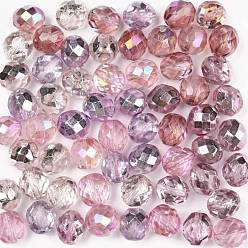 Pink Fire-Polished Czech Glass Beads, Faceted, Ananas, Pink, 10x10mm, Hole: 1.4mm, about 60pcs/bag