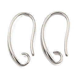 Stainless Steel Color 304 Stainless Steel Earring Hooks, Ear Wire with Loops, Stainless Steel Color, 20 Gauge, 18.5x8.5x3mm, Hole: 3x2.5mm, Pin: 0.8mm