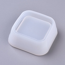 Blanc Moules en silicone plat carré bricolage, moules de résine, pour la résine UV, fabrication de bijoux en résine époxy, blanc, 66.5x66.5x26.5mm, taille intérieure: 56x56 mm et 50x50 mm