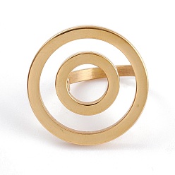 Золотой Ионное покрытие (ip) унисекс 304 перстни из нержавеющей стали, форма двойного кольца, золотые, Размер 6~9, внутренний диаметр: 16.5~18.9 мм, 2.8 мм