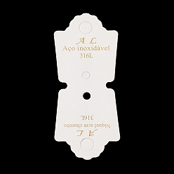 Blanco Doblar sobre tarjetas de presentación de joyería de papel de cartón con estampado dorado para almacenamiento de collares y pulseras, blanco, 9.25x4x0.05 cm, agujero: 9 mm y 5 mm