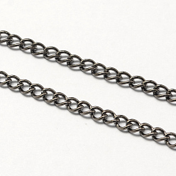 Bronce de cañón Collar de cadena trenzado de hierro vintage para el diseño de relojes de bolsillo, con broches de langosta, gunmetal, 31.5 pulgada, link: 3.3x4.6x0.9 mm
