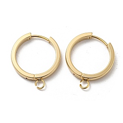 Real 24K Gold Plated 201 Stainless Steel Huggie Hoop Earrings Findings, with Vertical Loop, with 316 Surgical Stainless Steel Earring Pins, Ring, Real 24K Gold Plated, 20x3mm, Hole: 2.7mm, Pin: 1mm