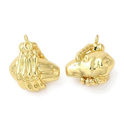 Real 18K Gold Plated Rack Plating Brass Pendants,  Lead Free & Cadmium Free, Long-Lasting Plated, Hand Charm, Real 18K Gold Plated, 15x13x7mm, Hole: 1.4mm