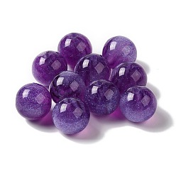Dark Violet Resin Glitter Beads, Round Beads, Dark Violet, 15.5~16x15mm, Hole: 2.8mm