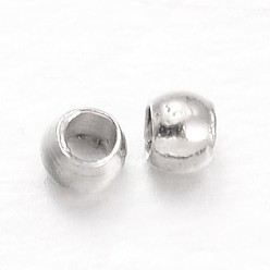 Platinum Rondelle Brass Crimp Beads, Platinum, 1.5mm, Hole: 0.5mm