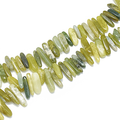 Other Jade Natural Jade Beads Strands, Chip, 10~30x5~10x3~9mm, Hole: 1mm, about 65~85pcs/strand, 14.9 inch