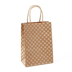 Polka Dot Sacs en papier kraft, avec une poignée, sacs-cadeaux, sacs à provisions, rectangle, motif de points de polka, 15x8x21 cm